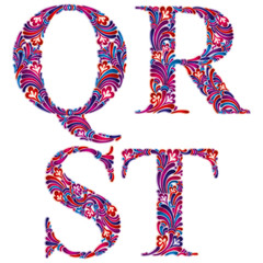 Floral letters q r s t.