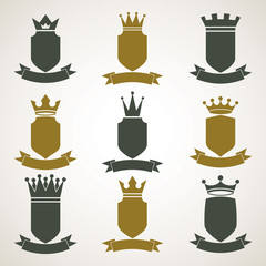 Heraldic royal blazon illustrations set - imperial striped decor