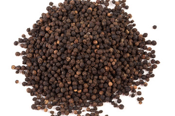 Black pepper was placed on a white background