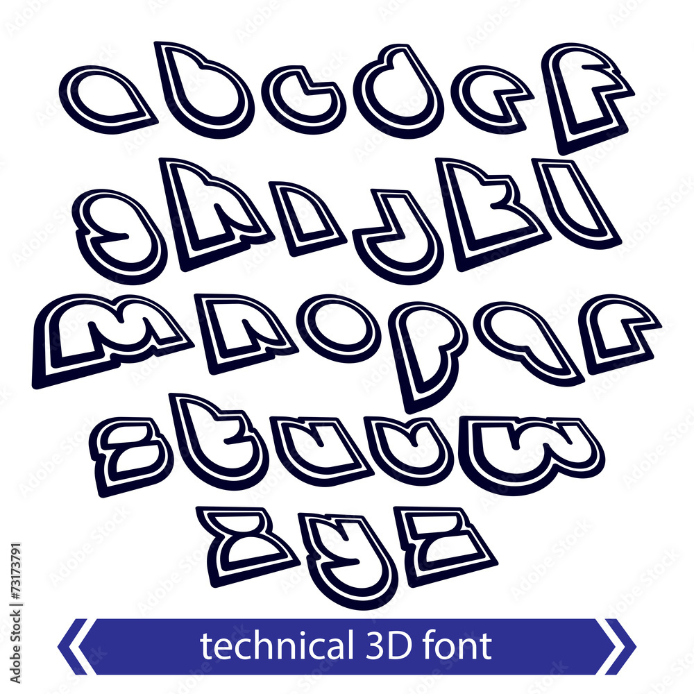 Fototapete typescript retro style, technical 3d font, contemporary shift sm