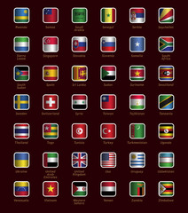 Set of buttons with flags