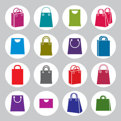 Shopping back icons vector set, shopping theme simplistic symbol