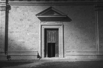 Church facade in Montepulciano, Tuscany