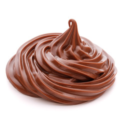 Chocolate cream swirl isolated on white background cutout