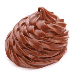 Chocolate cream swirl isolated on white background cutout