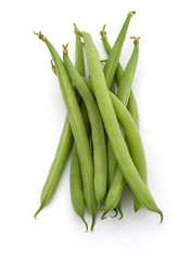 Green beans handful isolated on white background cutout