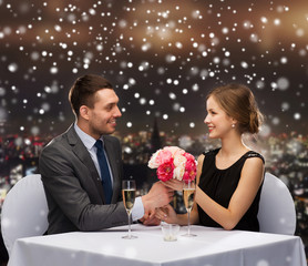 smiling couple at restaurant