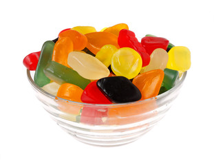 Winegums in glass bowl
