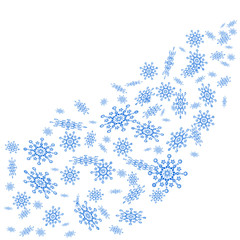 Blue snowflakes isolated on white background.