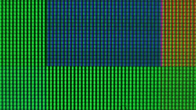 Macro shot of bright squares on screen