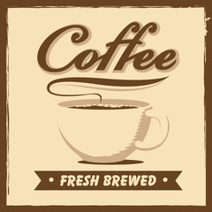 banner with coffee cup in retro style
