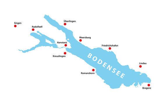 Bodensee Lake Constance Germany Shape Map Very Detailed