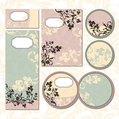 Set of floral wedding cards