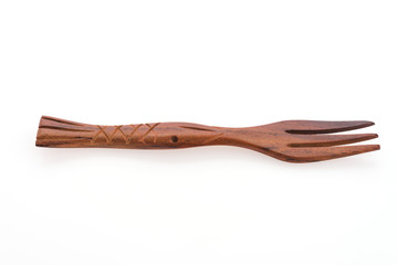Wooden fork isolated on white background