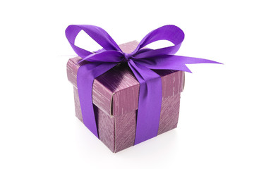 Purple gift box isolated on white background
