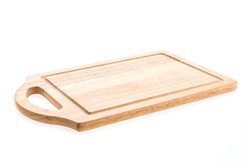 Wooden cutting board isolated on white background