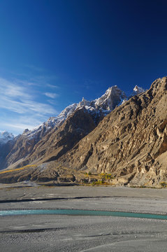 Mountains and river near Sost, Northern Pakistan