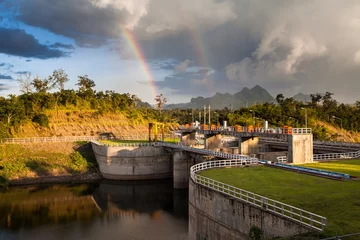 Fototapete Damm dam in Kiw Ko Ma Mountains of Lampang Thailand.