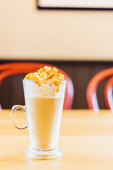 Latte cup in coffee shop