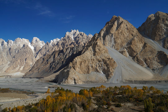 Beautiful Karakorum mountains  with blue sky, Pakistan