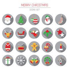 Flat Icons Set : Christmas Objects