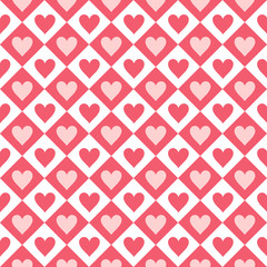 Seamless pattern of hearts and geometrical shapes