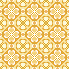 seamless pattern of stylized flowers and geometrical shapes