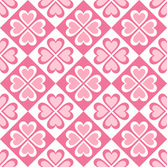 seamless pattern of stylized hearts and geometrical shapes