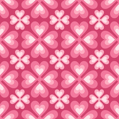 seamless pattern of stylized flowers and hearts