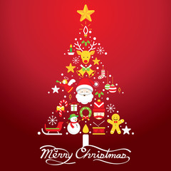 Merry Christmas, Icons in Christmas Tree Shape