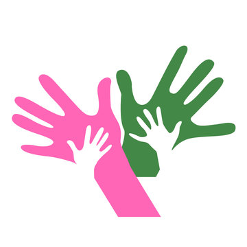 children and adults hands together