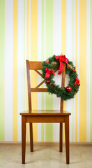 Wooden chair with Christmas decoration
