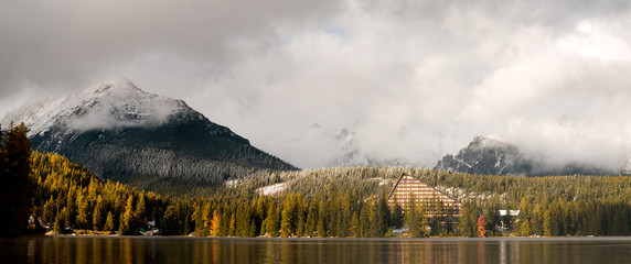 Panorama górskiego jeziora