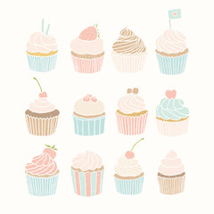 Set of 12 cupcakes.