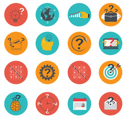 Set of business icons flat, marketing, e-commerce, finance