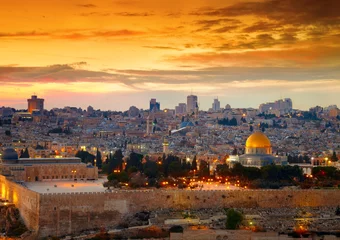 Fotobehang Uitzicht op de oude stad van Jeruzalem. Israël © SJ Travel Footage