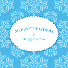 New Year and Christmas snow background with frame for your text