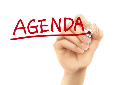 agenda word written by hand