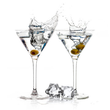 A Toast with Dry Martini. Cocktails with Big Splash