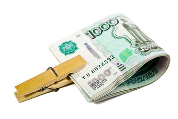 Money with clothespin