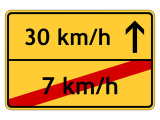 Schild: 30 km/h anstatt 7 km/h