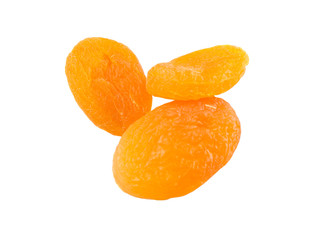 Dried apricot fruit over white background 