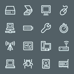 Computer components web icons set