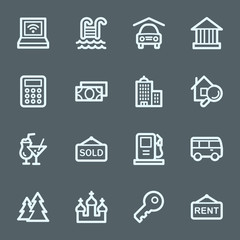 Travel web icons set