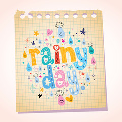 Rainy day notepad paper cartoon illustration
