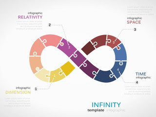 Infinity infographic template with colorful time symbol