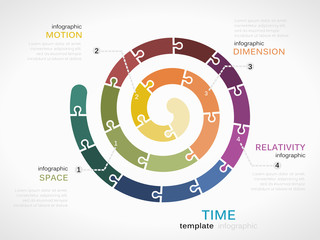 Time dimension infographic template with colorful spiral - obrazy, fototapety, plakaty
