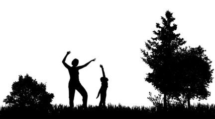 Vector silhouettes of family.