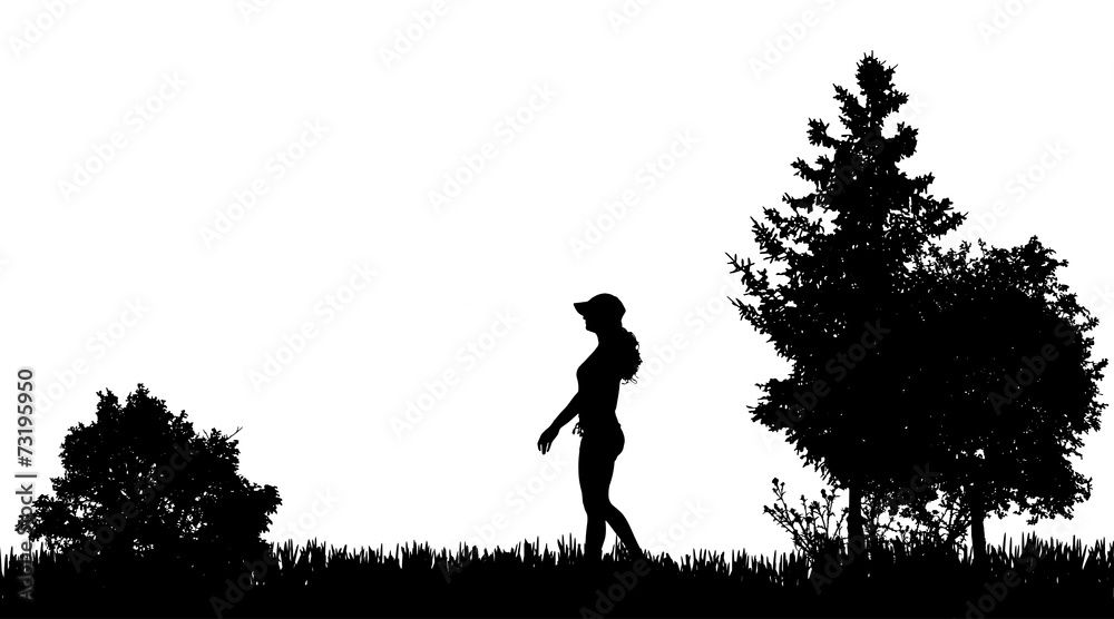 Poster Vector silhouettes of woman.