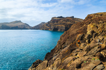 Mountain cliffs on coast of Madeira island, Portugal